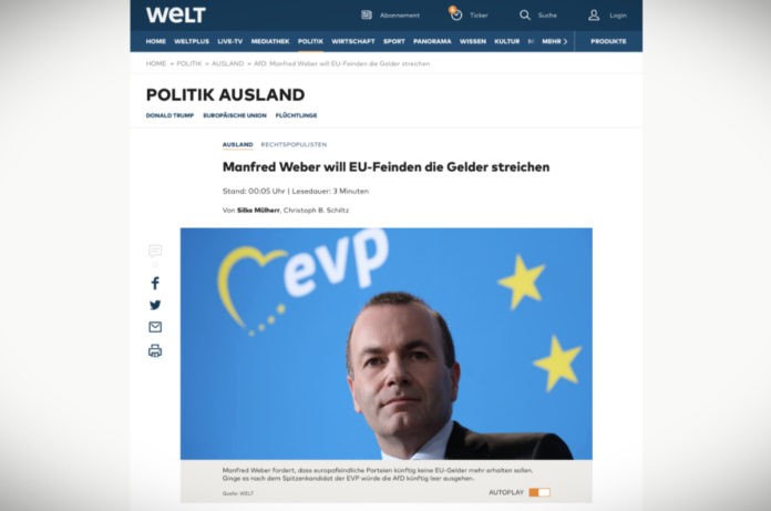 Manfred Weber chce nepřátelům EU sebrat finance