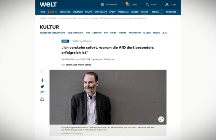 Timothy Garton Ash: "Chápu, proč je AfD tak úspěšná" Timothy Garton Ash: "Chápu, proč je AfD tak úspěšná"