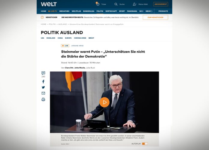 Steinmeier varuje Putina: "Nepodceňujte sílu demokracie"