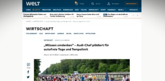 Šéf Audi je pro omezení rychlosti i dny bez automobilů