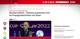 Infantino jako katarský ministr propagandy